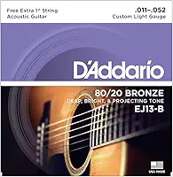 Encordoamento Para Violão Aço .011-.052 Com Corda Extra PL011 D'Addario Bronze 80/20 EJ13-B