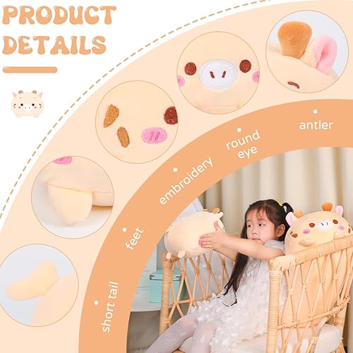 Vista 20 de AIXINI Almohada cilíndrica de peluche de panda lindo de 35.5 pulgadas, juguete de dibujos animados súper suave para abrazar Panda,Dinosaurio,Gato