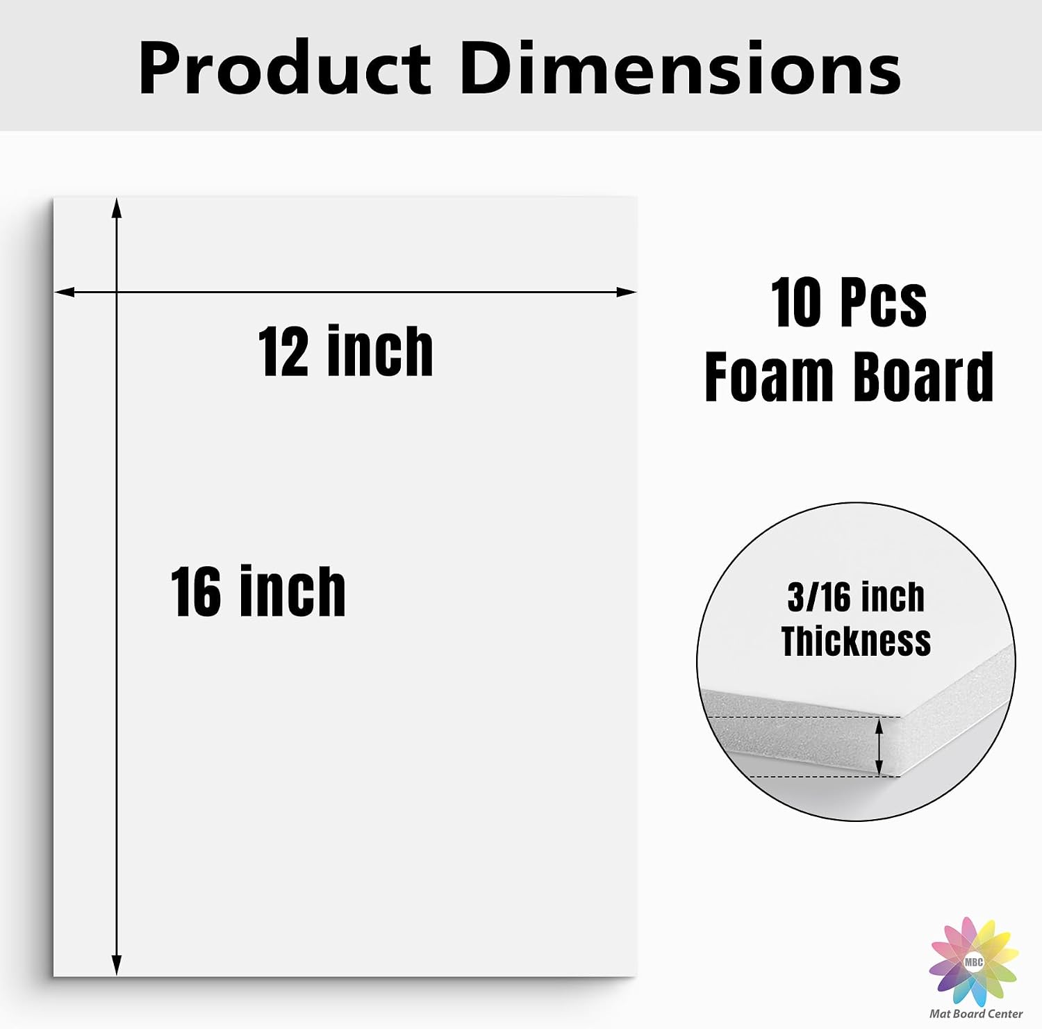 Mat Board Center Premium White Foam Core Board 12x16 in 3/16" Thick 10 Pack image 2