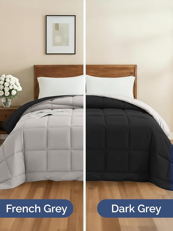 Comforter Queen - Reversible Comforter - Black & Light Grey, 88" x 88" by CGK Unlimited - Used condition - Image 3