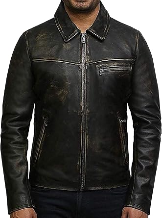 BRANDSLOCK Mens Real Leather Biker Genuine Cow Hide Jacket
