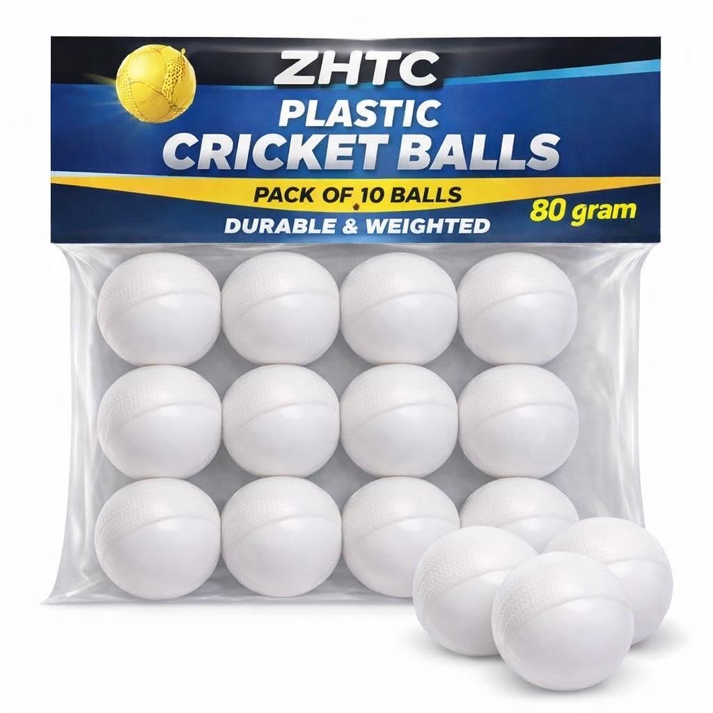 Heavy Cricket Ball 80 Gram Weight -White Plastic Ball for Cricket Durable Hard Plastic Pack of 12-picture-23
