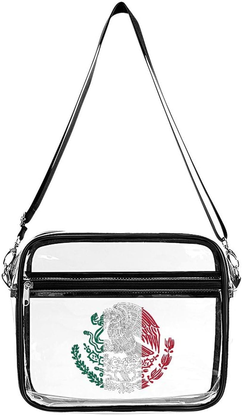 Mexico Flag Snake Ea-gles Mexican Logo Clear Crossbody Bags Shoulder Bag Messenger Purse for Stadium Concerts Sports Events