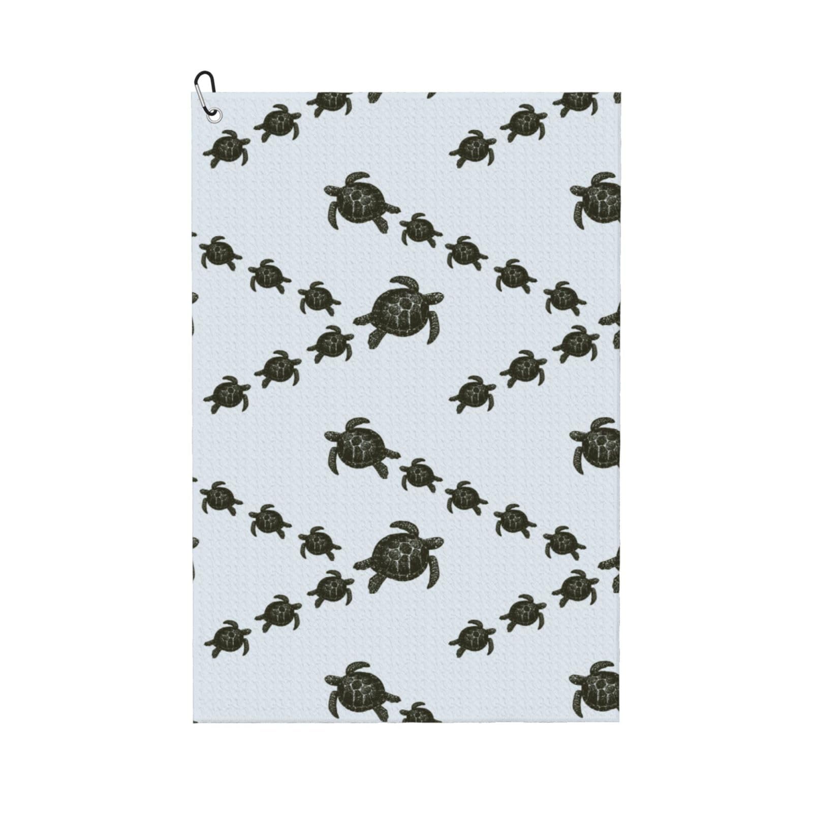 AOOEDM Sea Turtle Print Golf Towel with Carabiner Clip Absorbent Microfiber Golf Towel for Cleaning Golf Ball Club Putter Iron for Golf Bag Trolly Belt Loop 16" X 24"