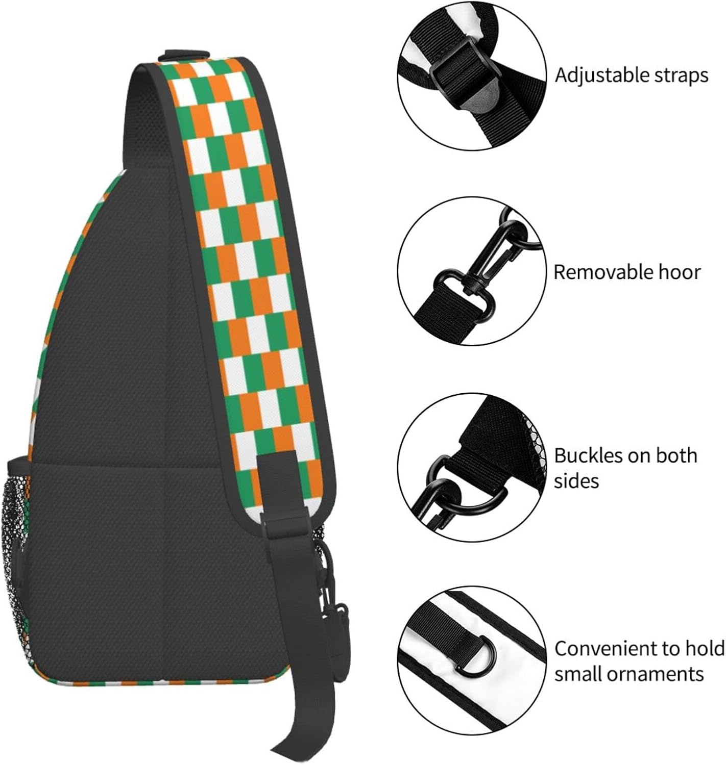 Durable Lightweight Flag of Cote d'Ivoire Print Cross chest bag diagonally for Travel Commute Daily Use