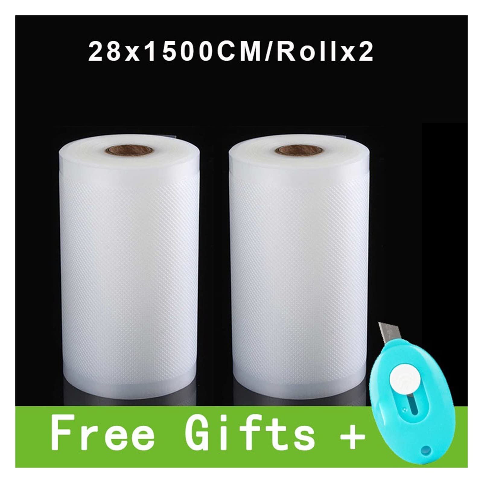 Bolsas de rollo Sous Vide para máquina de envasado al vacío Embalaje Bolsas de vacío de almacenamiento de alimentos para sellador al vacío La longitud es de 1500 CM (Color : 20CM x 1500CM x 2) (28cm