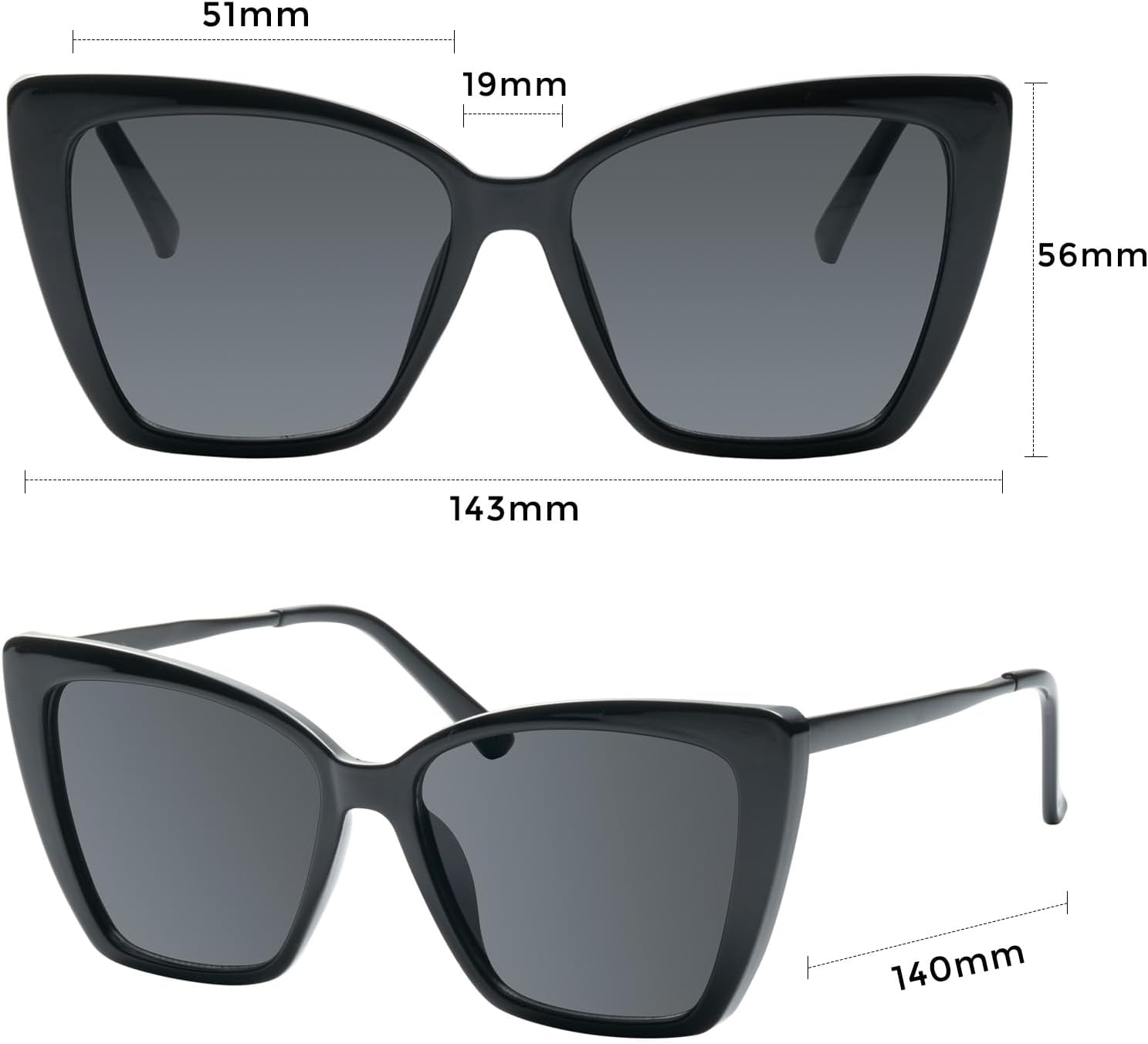 mosanana Oversized Cat Eye Sunglasses for Women Trendy Style MS52028 - Image 5