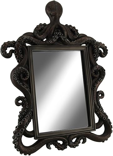 Veronese Design Coastal Reflections - Espejo de mesa decorativo con marco de pulpo con acabado de bronce