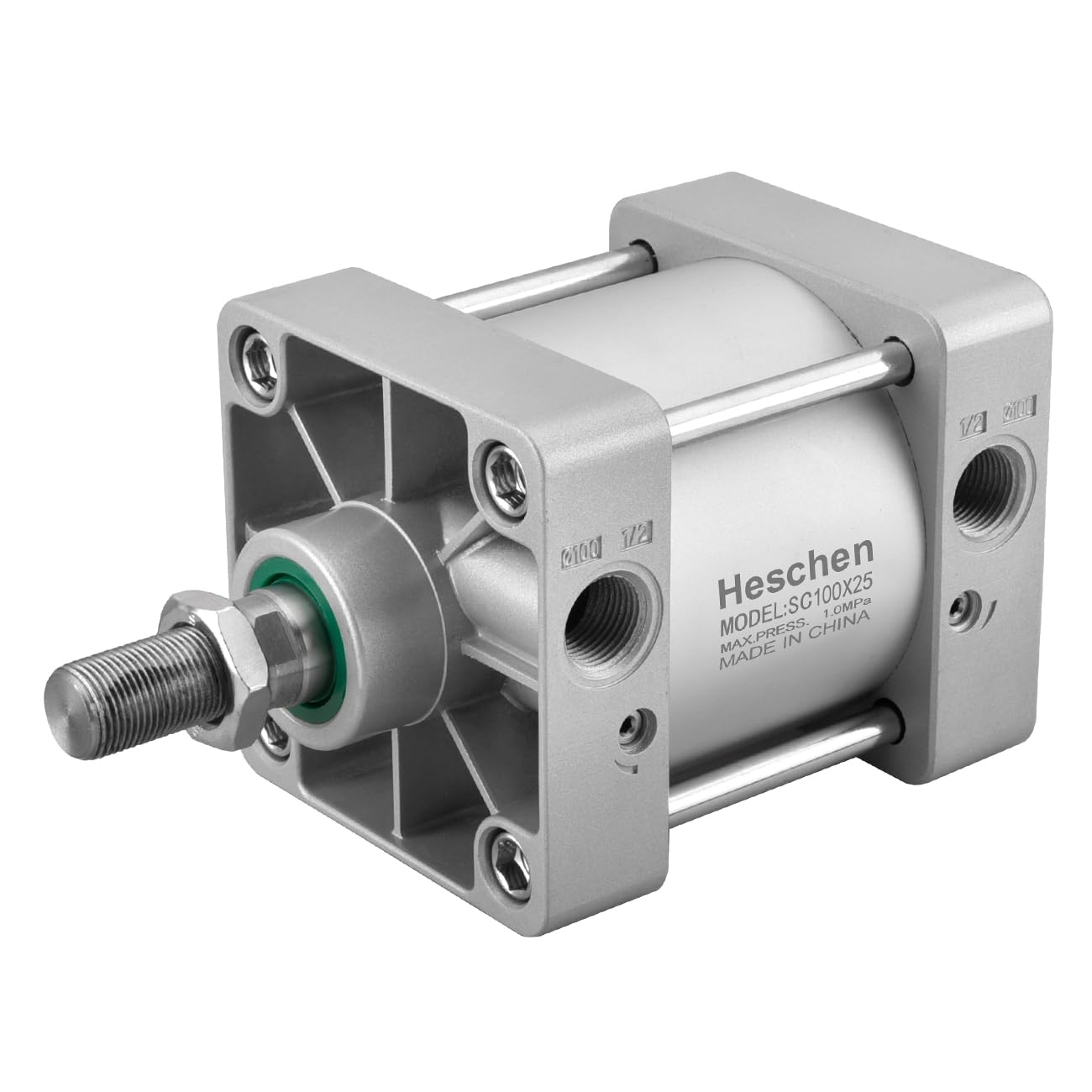 Heschen Cilindro Pneumatico SC 100-100 - Doppio Effetto, Alesaggio 100mm, Corsa 100mm