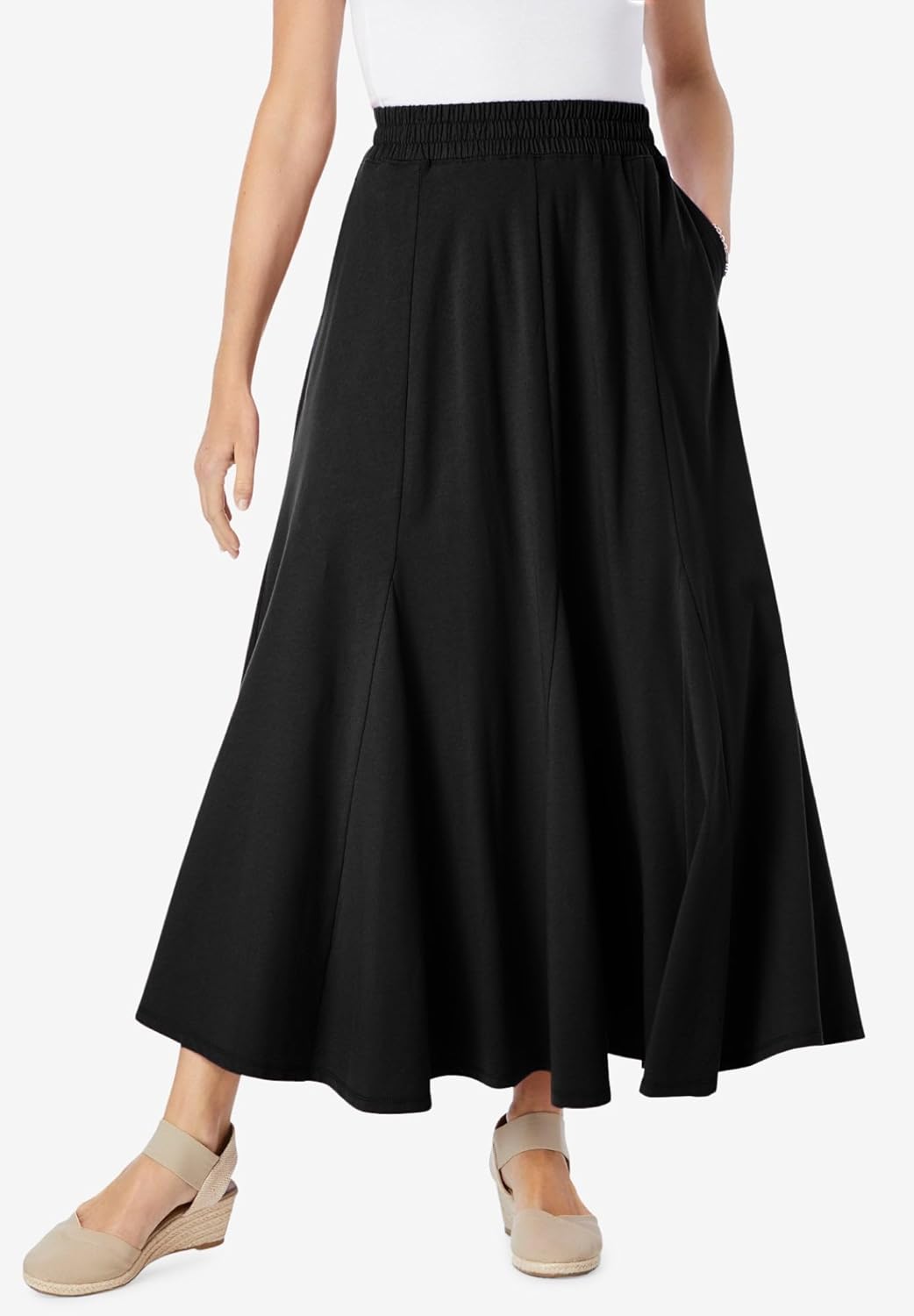 Woman Within Plus Size Wide Elastic Waist Skirt