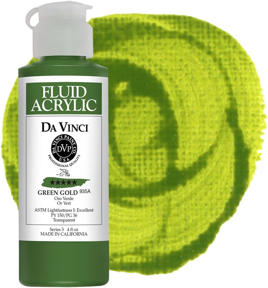 DA VINCI PAINTS Professional Artist Fluid Acrylic Paint, Viridian Green, 16oz