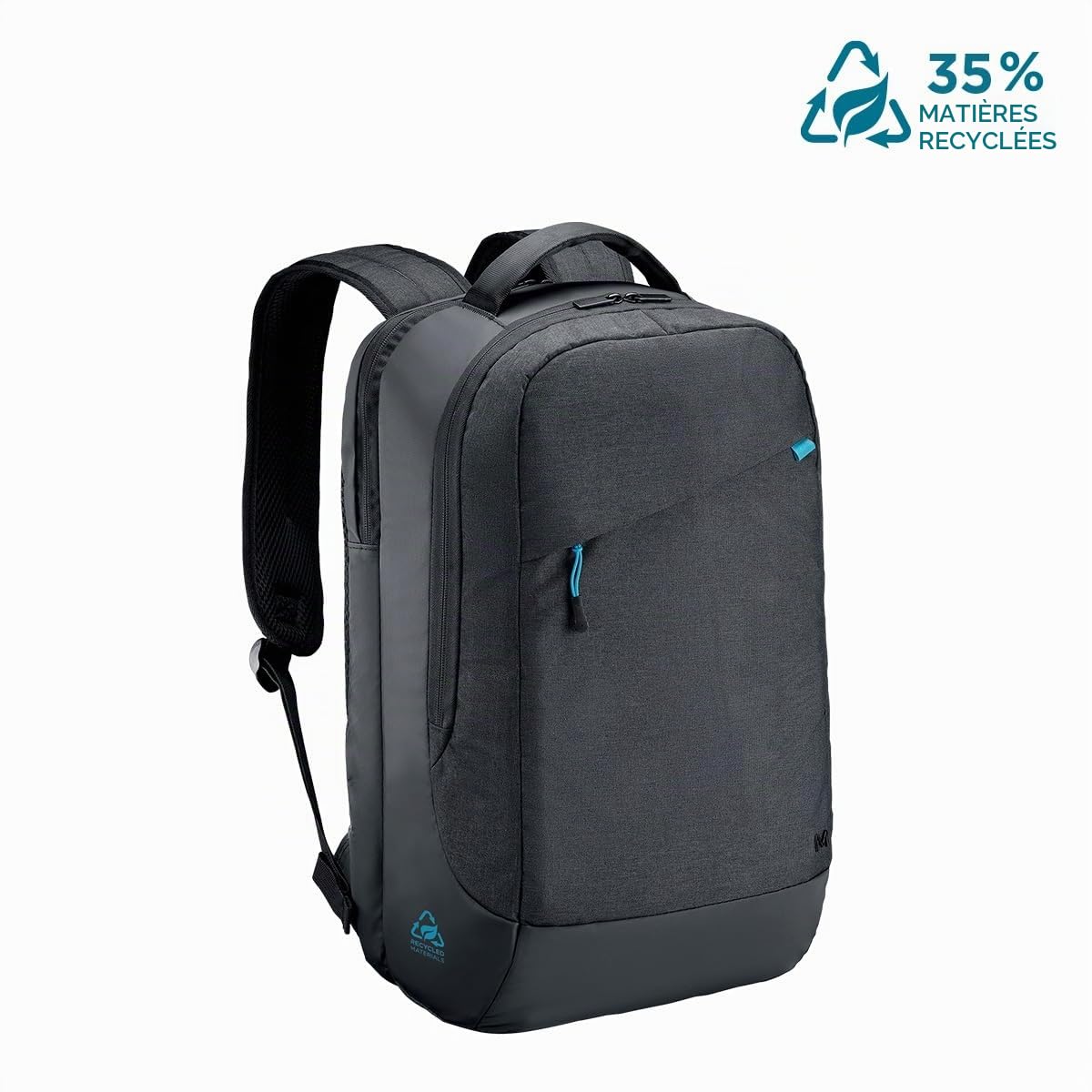 MOBILIS Sac à Dos pour Ordinateur Portable 14-17" PC 15.6", Fabriqué de Matériaux Recyclés Certifiés GRS, Matière Étanche, Fond Renforcé, Bretelles Ergonomiques, Grande Capacité de Chargement, Noir
