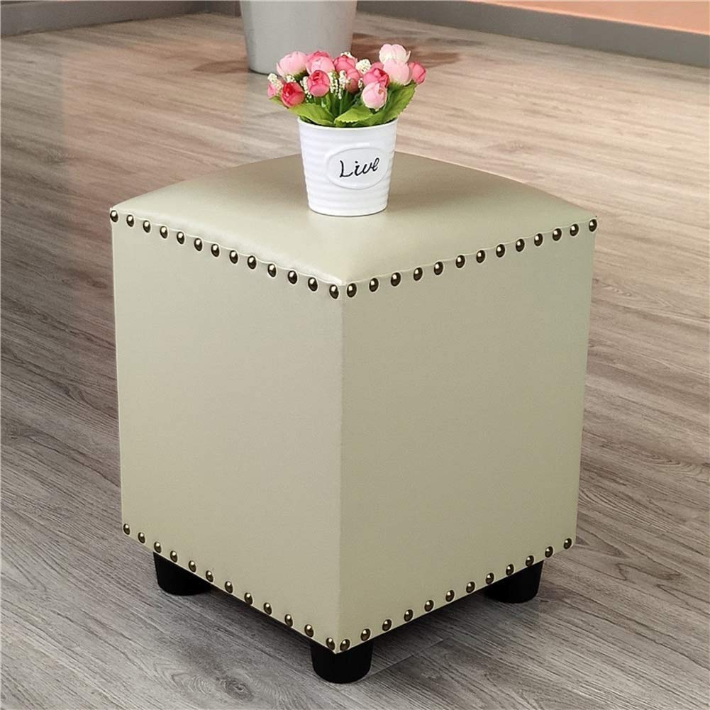 Pouf ottoman en cuir carré avec rangement discret pour salon