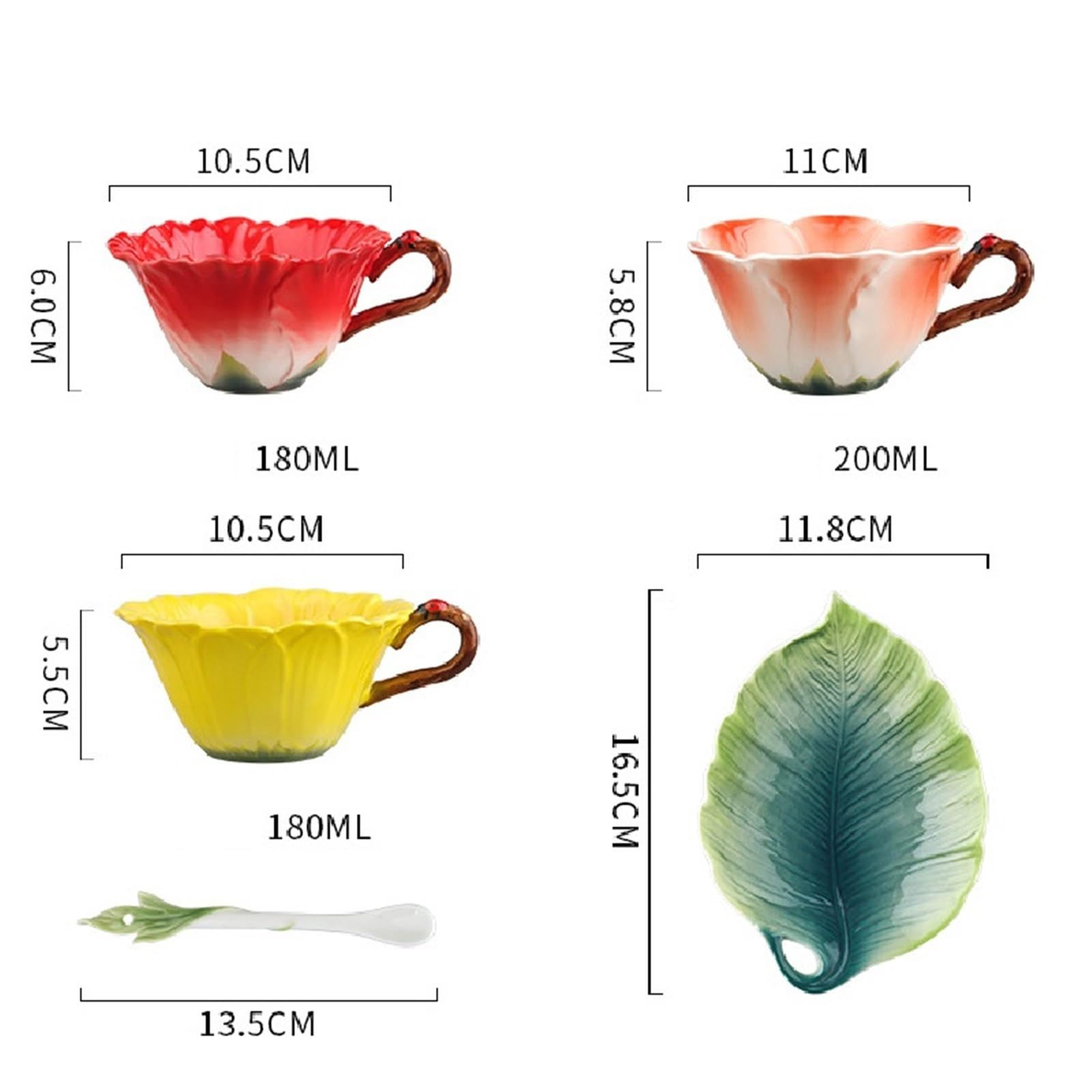 Kaffeetasse Untertasse Sets 180ML Becher Tee Kaffeetasse Untertasse Set Home Office Keramik Teetasse Trinkset(Color2)