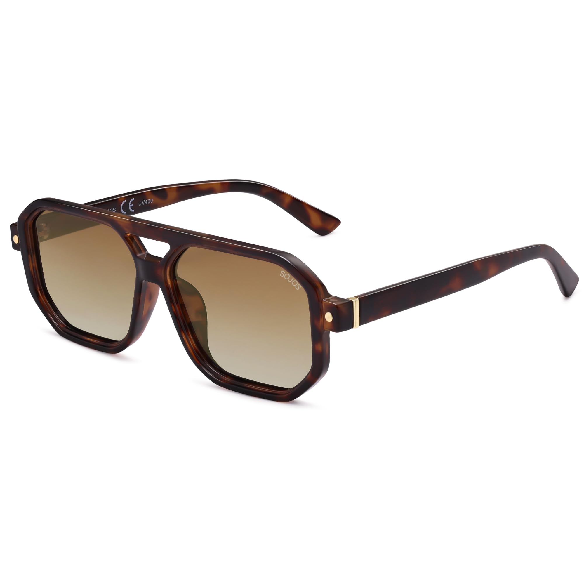 SOJOS Retro Polarized Square Aviator Sunglasses for Women Men Vintage 70s UV400 Protection Shade SJ2609