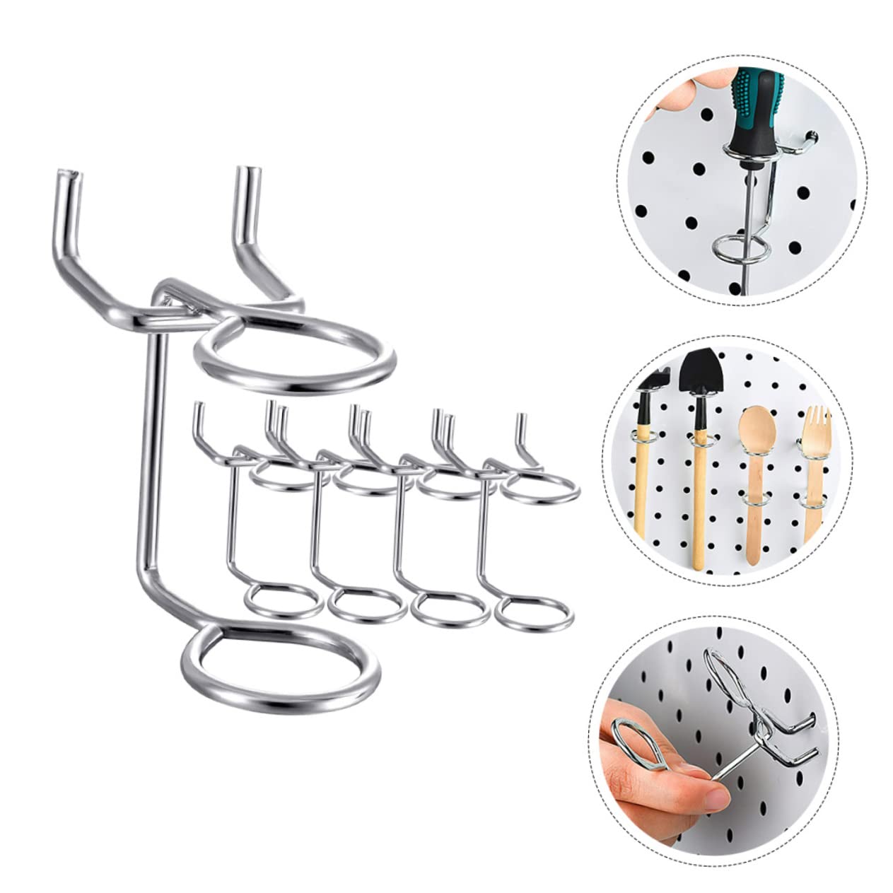 Cabilock 5Pcs Pegboard Tool Holders Double Ring Screwdriver Organizers for Garage Easy to Install Space Saving Hooks for Storing Tools and Light Items Sturdy Design