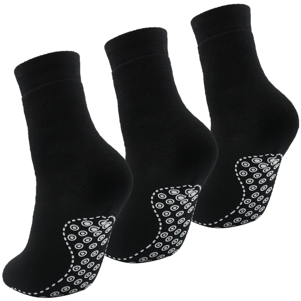 Slipper Non Skid Socks QualiMaker Super Soft Knit Socks with Grips for Unisex 3 Pairs