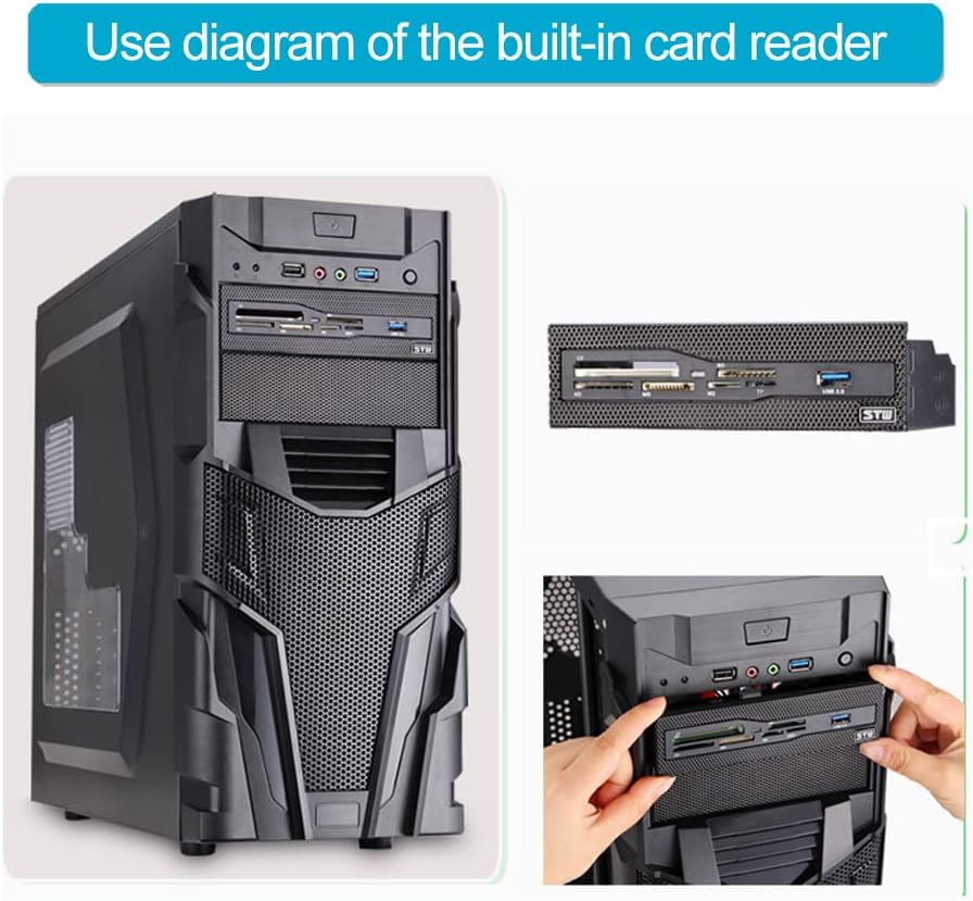 Computer Front Panel USB 2.0 PC Internal Card Reader PC Dashboard Fits 5.25 inch Drive Bay, Support M2, MS, XD, CF, TF Card