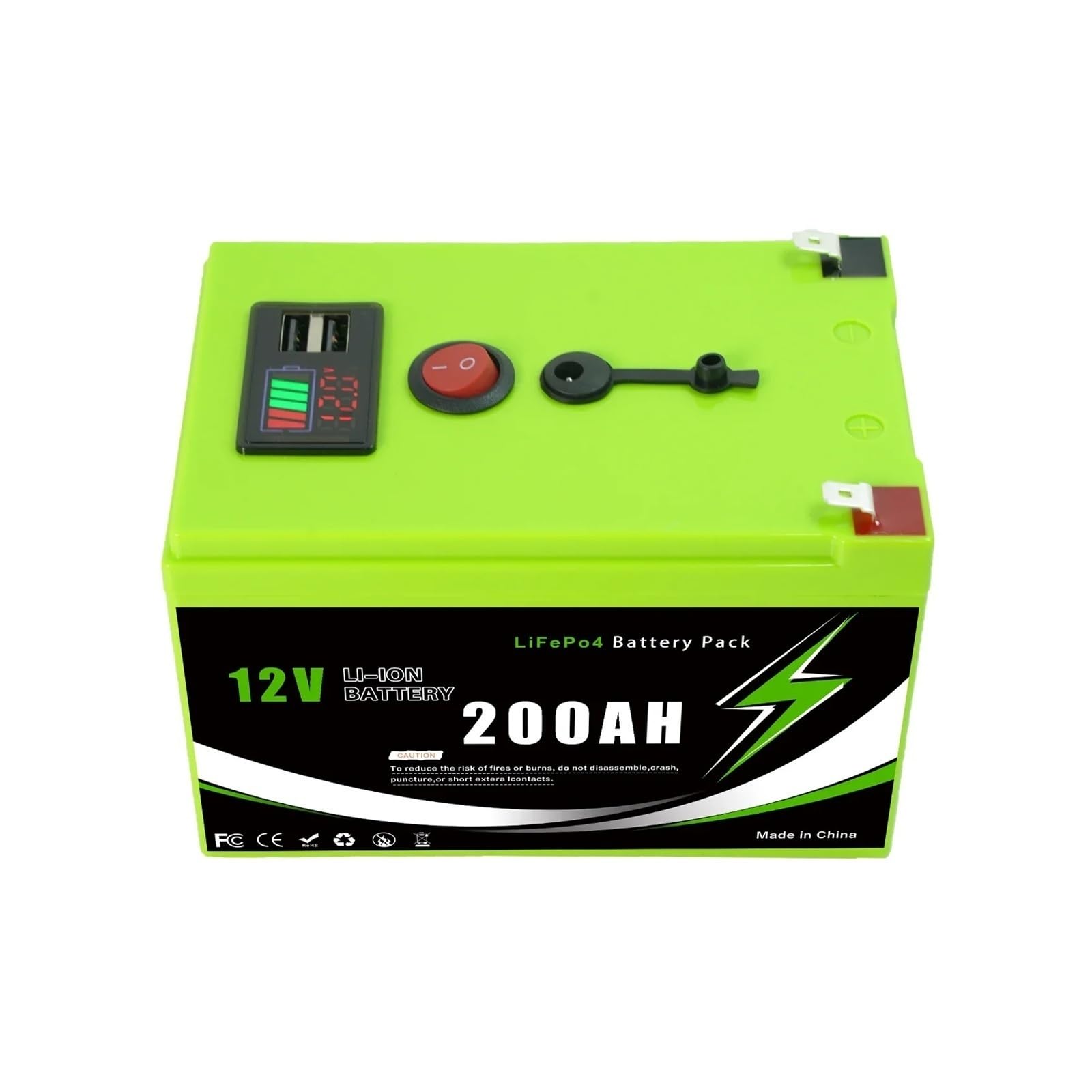 For Pannelli Solari, Camper, Alimentazione Di Riserva for Yacht | Batteria LiFePO4 12V 200000mAH ad alta capacità con soluzione BMS integrata(200A Portable Pow-Ch)