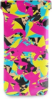 HUSSRITY Eyeglasses Case Abstract Bright Graffiti Sunglasses Pouch Soft PU Leather Squeeze Top Eyeglass Holder Portable Glasses Case For Women Men
