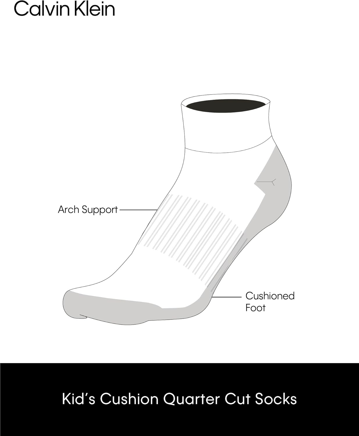 Calvin Klein Boys Quarter Socks - 6 Pack Comfort Stretch Cushioned Performance Athletic Ankle Socks for Boys - Image 3