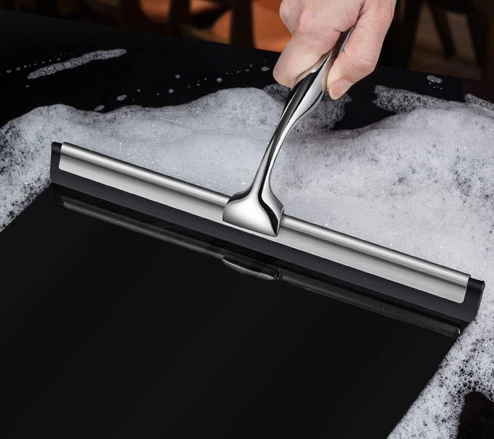 Image of All Purpose Stainless Steel Squeegee for Glass Shower Doors, Car Window, Home Mirrors, Bathroom Cleaner Wiper Accessory