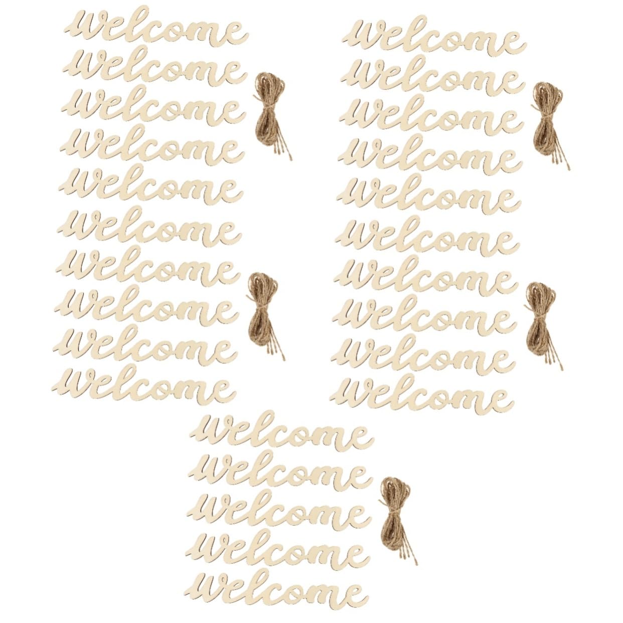 STOBAZA 5 Juegos Lista De Bienvenida Decoración De Boda Cartel De Bienvenida Bienvenido a Bordo Luz De Neón Tapices Recorte De Carta De Bienvenida Frente Ornamento Hogar De Madera Beige