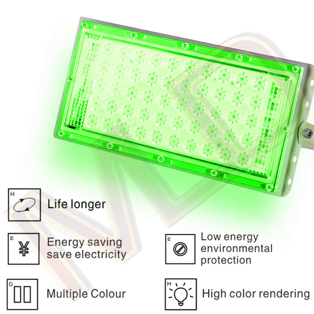 MLD 10 watt Led Brick flood focus Light for 50LED base IP65 outdoor indoor Waterproof with Green Lamp - 10W 220V AC Pack of 5 2