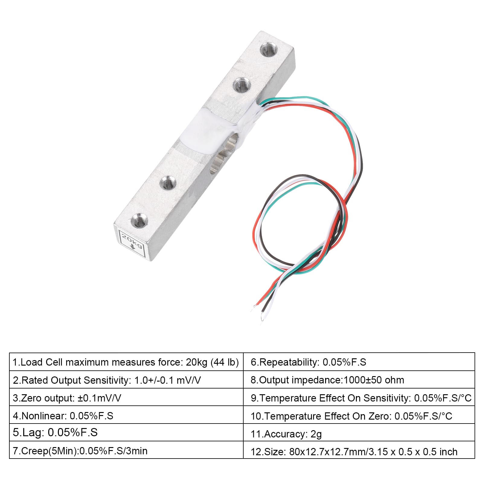 QUARKZMAN Sensori di Pesatura, Sensore Peso Cella Carico Digitale 20 Kg + Sensore Pesatura Modulo Hx711 24 Bit Precisione A/D Doppio Canale per Kit Bilancia Cucina Elettronica Portatile