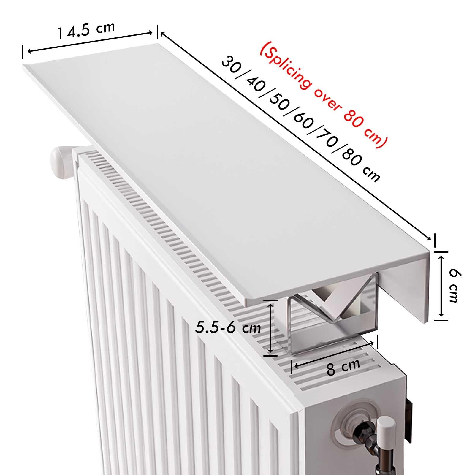 Aluminiowa półka grzejnikowa, z dwoma wspornikami, do salonu, biura,