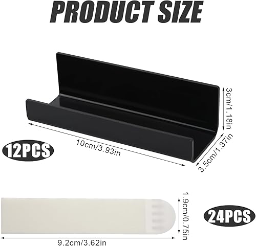 Miniatura 2 de 6 piezas de soporte de pared para discos de vinilo, estante de exhibición de discos de acrílico sin taladrar cinta adhesiva fuerte negro soporte