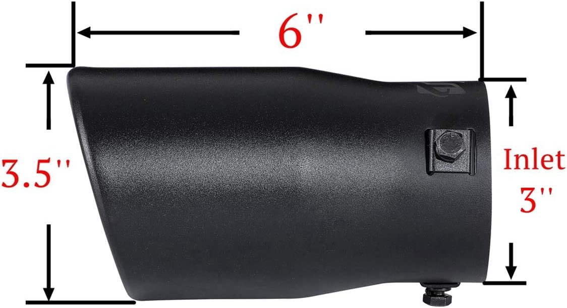 TriTrust Exhaust Tip, 2-2.75 inch inlet adjustable, Fit 2''/2.25''/2.5''/2.75'' Outer diameter Tailpipe, 3.5''Outlet 6''Long Muffler Tip, Black Powder Coated Stainless Steel Tail Tip