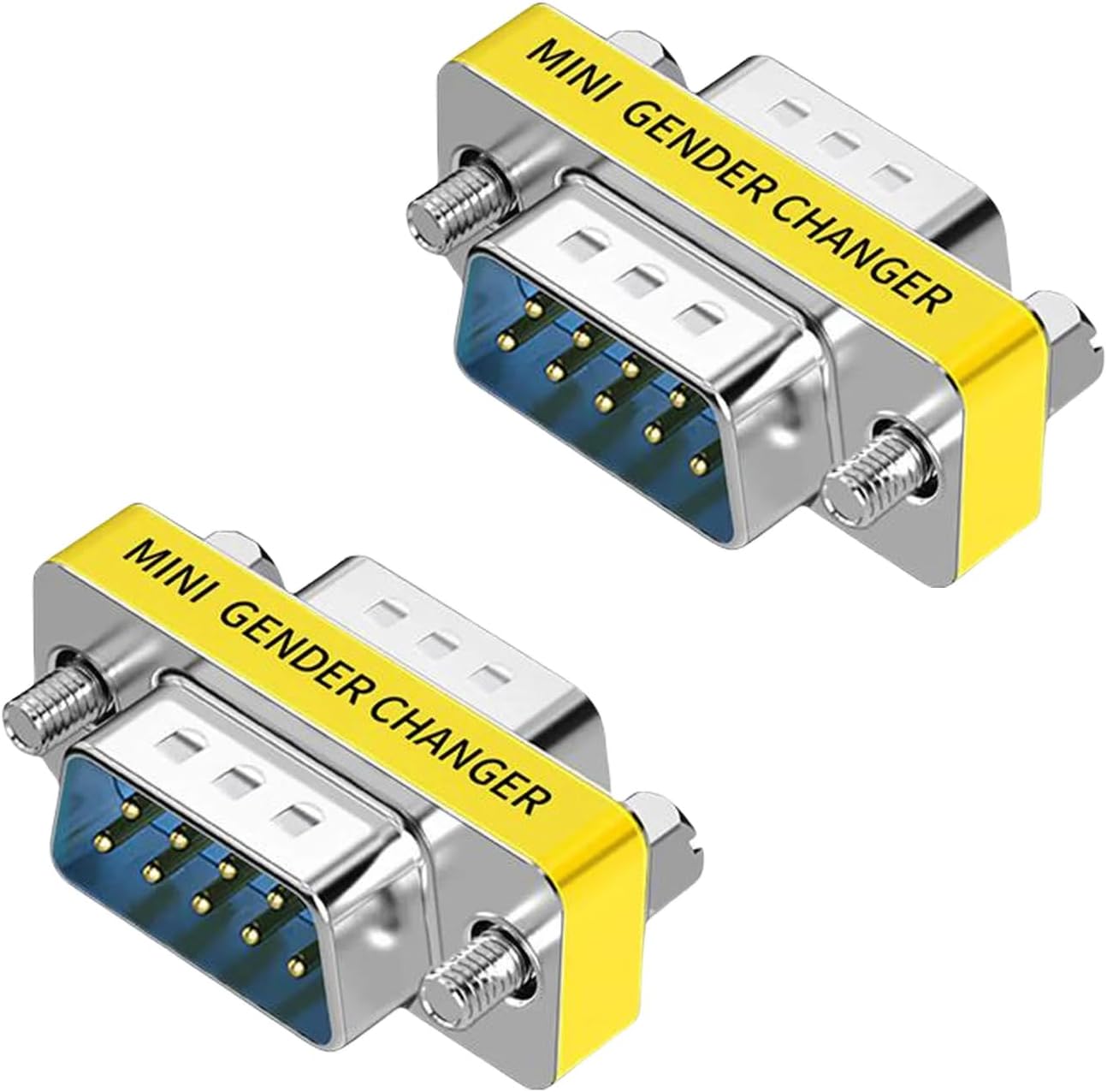 DB9 Female to Female Adapter 2-Pack, RS232 9-Pin Serial Gender Changer, Slimline Straight-Through Coupler for PC, PLC, POS and Industrial Equipment