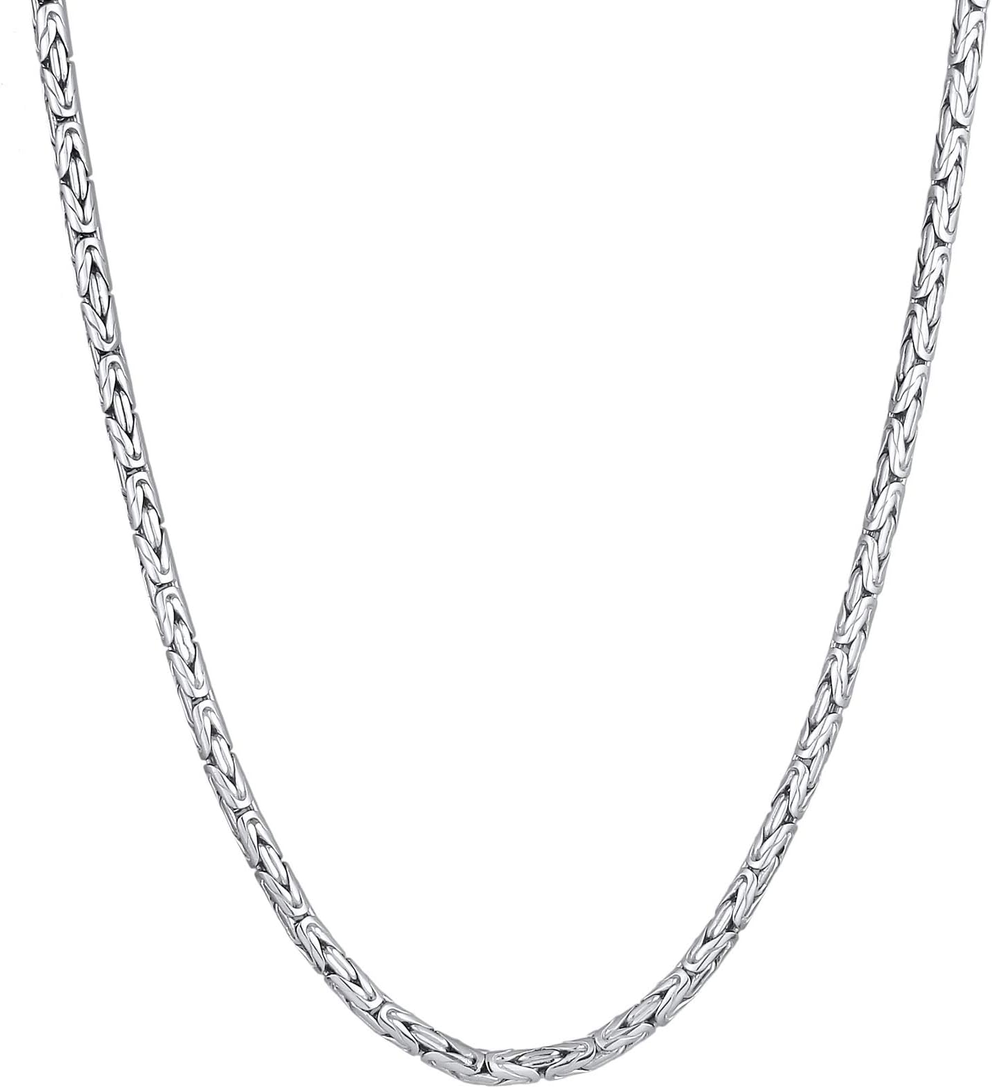 KuzzoiByzantine chain for men made of 925 silver solid necklace without pendant (4 mm) silver chain length 50 cm - 60 cm, 0109841420, 50 cm, Sterling Silver