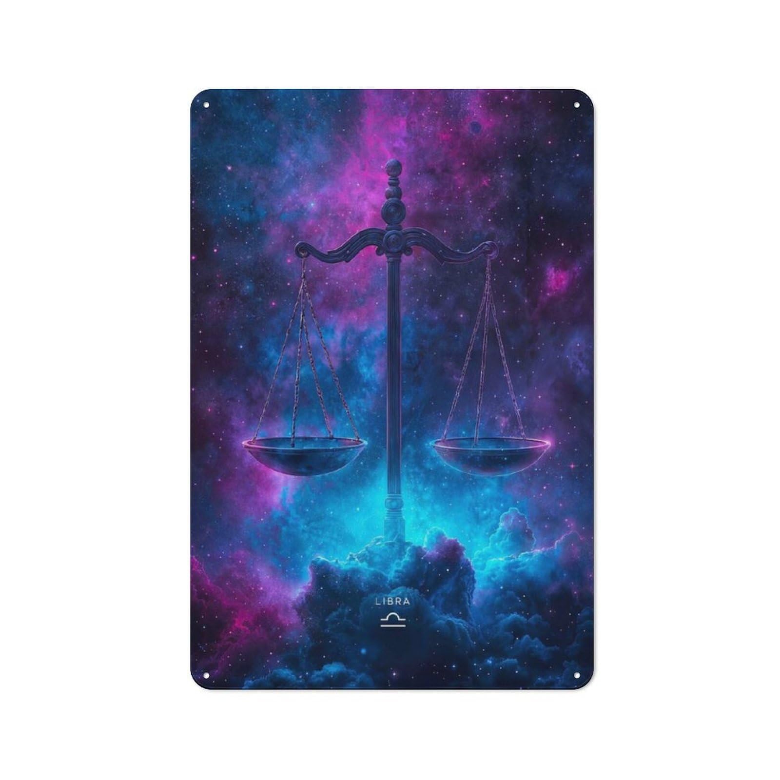 Tin Sign 30x20cm with Libra Zodiac Sign for Garage Wall, Retro-style Decor, for Room Styling Across Garages And Workshops