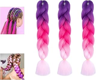 3PCS/lot Jumbo Braiding Hair Extensions High Temperature Fiber Crochet Twist Braids 24inch/100G, Synthetic Fiber Hair Extensions Long Twist Braiding Hair Pre-Stretched Extensions for Women