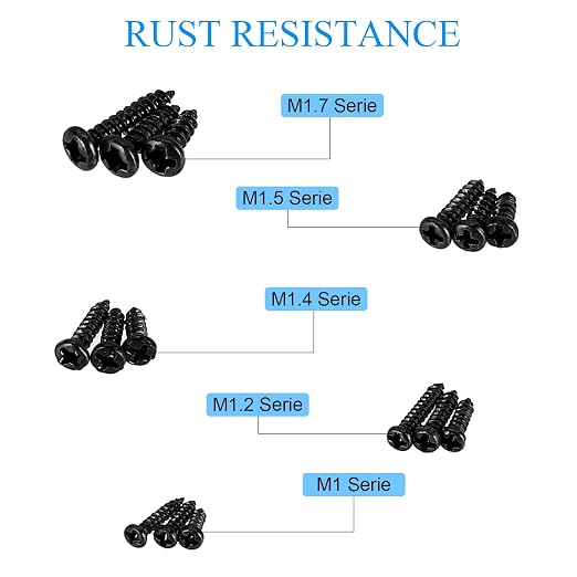 750 tornillos mini negra para electrónica M1-M1.7 miniatura 5