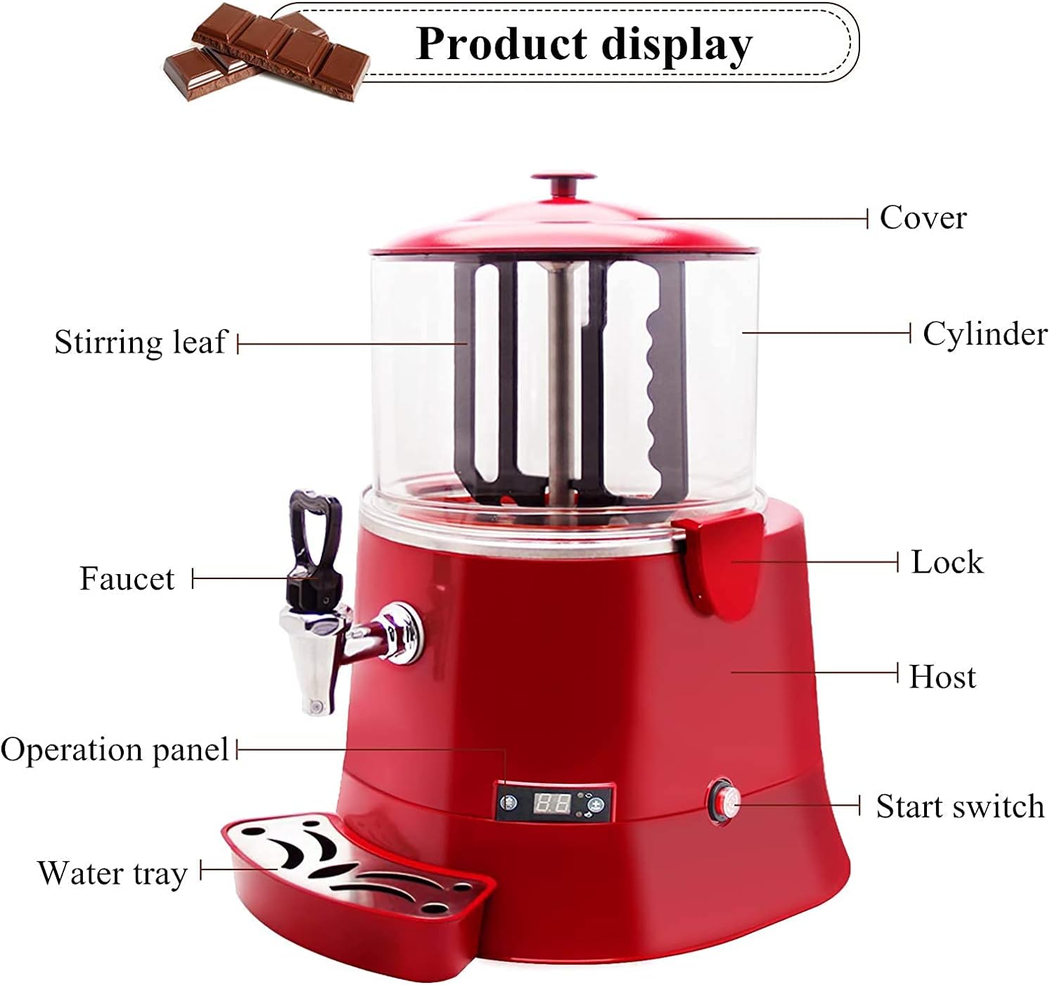 Chocolate Hot Drink Machine, Hot Melt Machine Upgrade Machine Hot Chocolate Dispenser Heater Heating Chocolate Coffee Milk Tea,10L (5L)