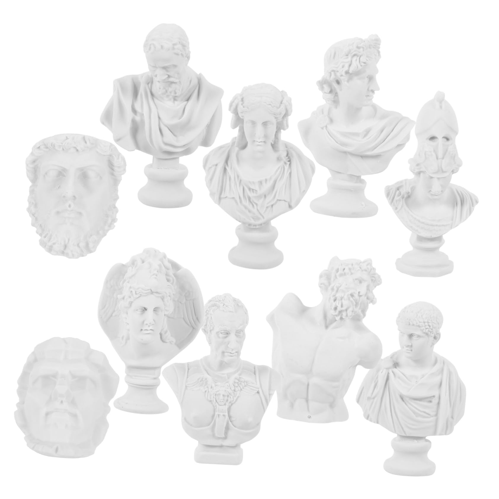 DOITOOL Gypsum Statue Model 10pcs Miniature Sculpture David Figurine Palette Bust Statue Realistic