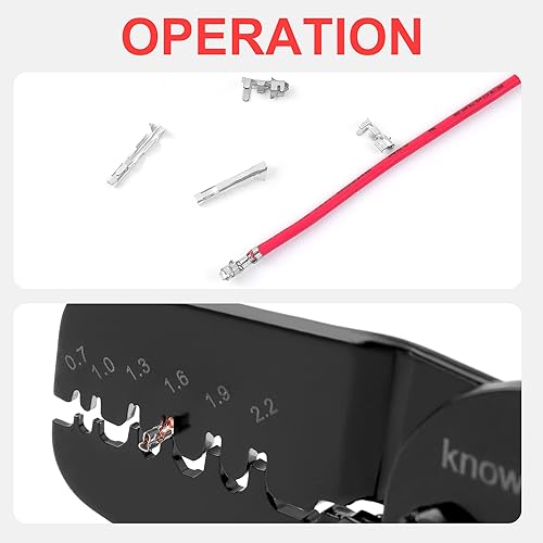Vista 63 de Deutsch Crimper, knoweasy 4 Way Indent, 8 Impression Closed Barrel Crimper con herramienta de engarce Deutsch para contactos Deutsch – Calibre 14