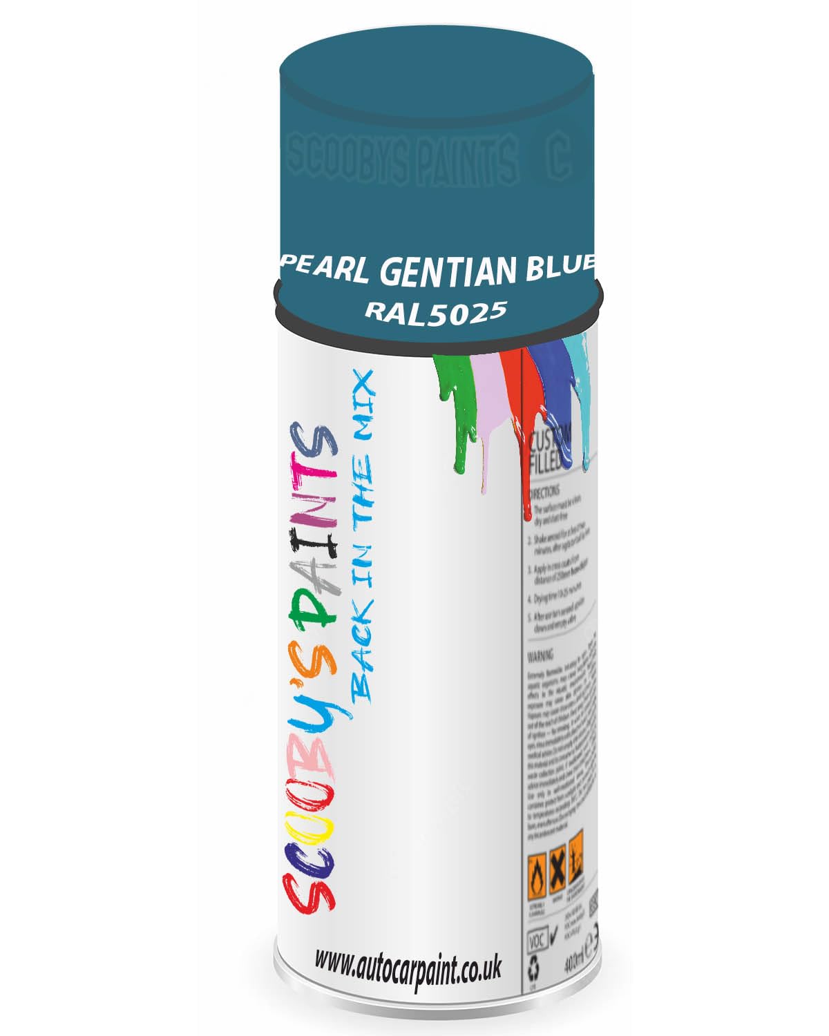 SCOOBYS PAINTS BACK IN THE MIX RAL5025 Pearl gentian blue 400ML Aerosol Spray Paint RAL Colour Can Gloss Shinny Finish DIY Indoor/Outdoor Wood Plastic Metal Heat Resistant Steel