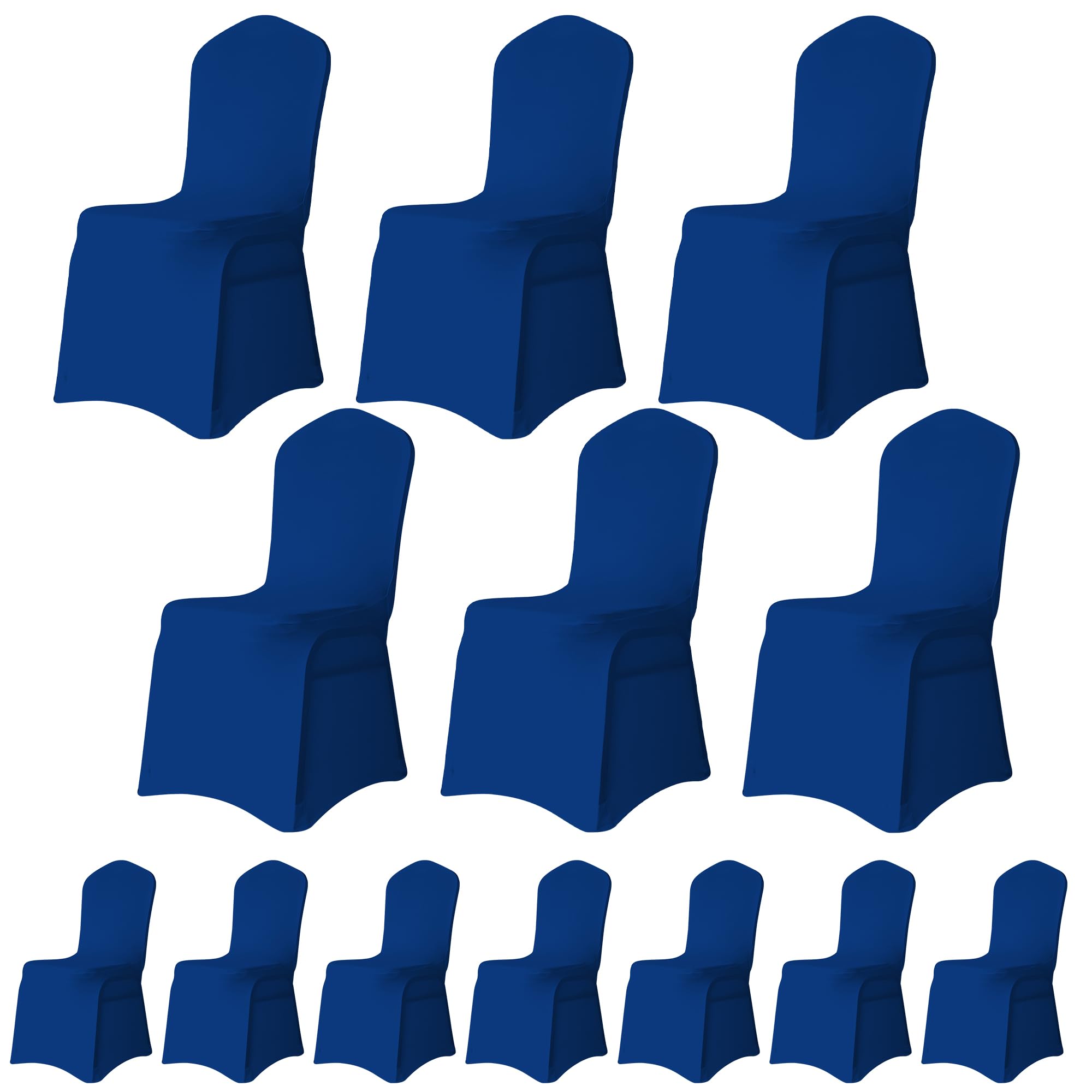 Trimming Shop Chair Cover Spandex Polyester Stretch Fabric Front Flat Dining Slipcovers Washable & Removable Wedding Chair Covers for Banquets Ceremony & Hotel Dinner (Royal Blue, Pack of 25)