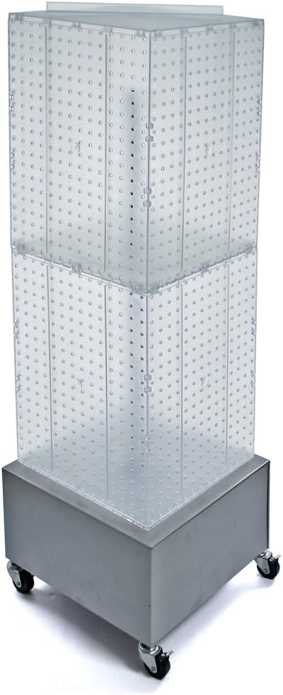 Azar 701415-BLK Standard Four- Sided Interlocking Pegboard Floor Display, Black Solid Color