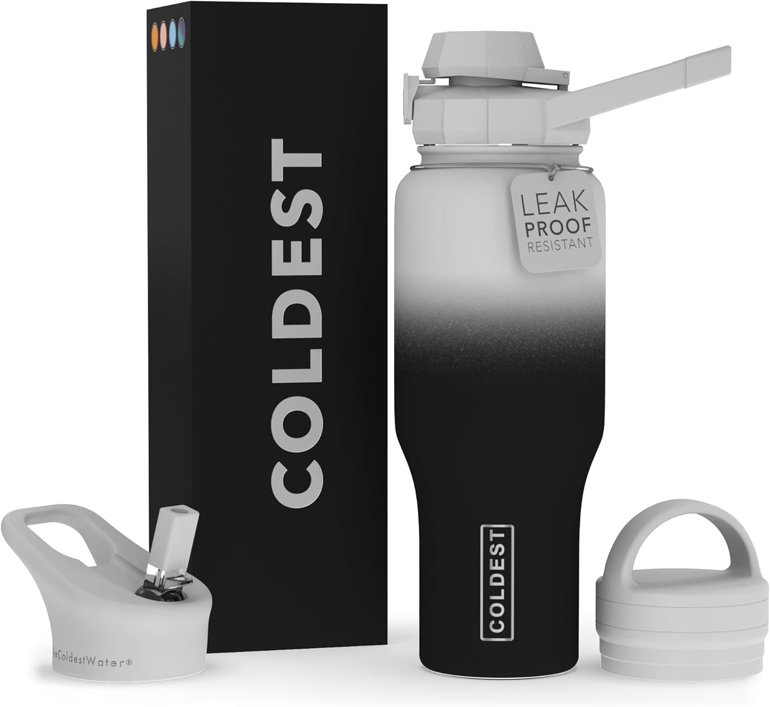 Coldest Sports Water Bottle - 3 in 1 Lids (Chug, Straw, Handle) - Insulated Stainless Steel Tumbler with Handle - Vacuum Water Flask Cup, Valentines Gifts for Him Her (36 oz, Hyperspace)