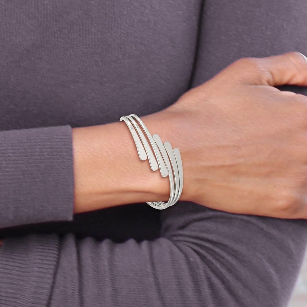 Stainless Steel Polished Hinged Bangle Bracelet for Women, White, AFJ-QG-SRB2908-PK