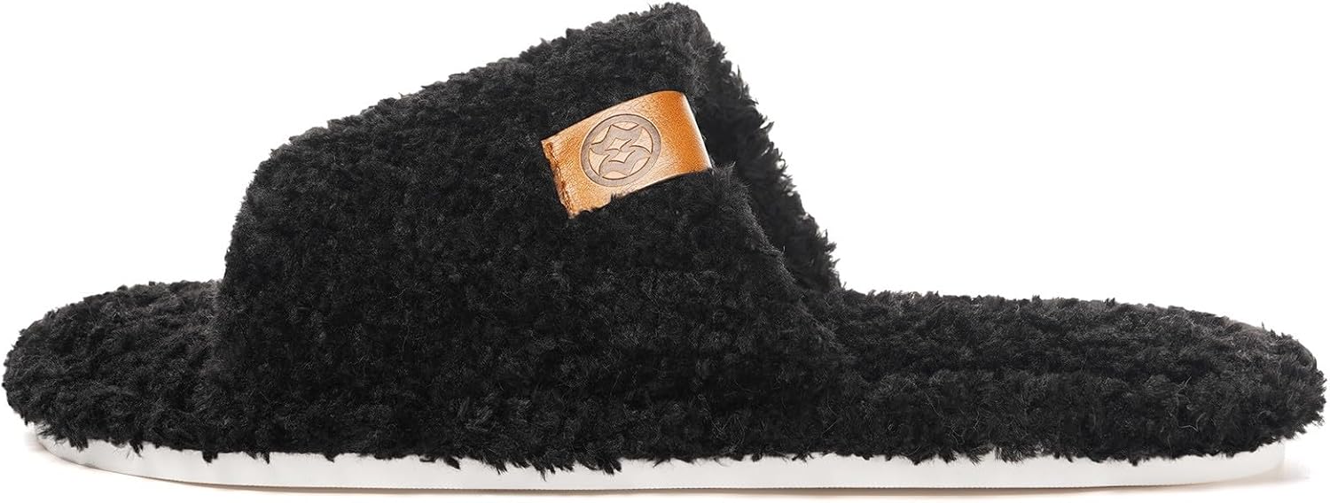 Dokela Fuzzy Open Toe Slippers for Men Soft Memory Foam Indoor House Shoes Slip On Cozy Bedroom Slippers Lightweight Non-Slip Home Slides - Image 3