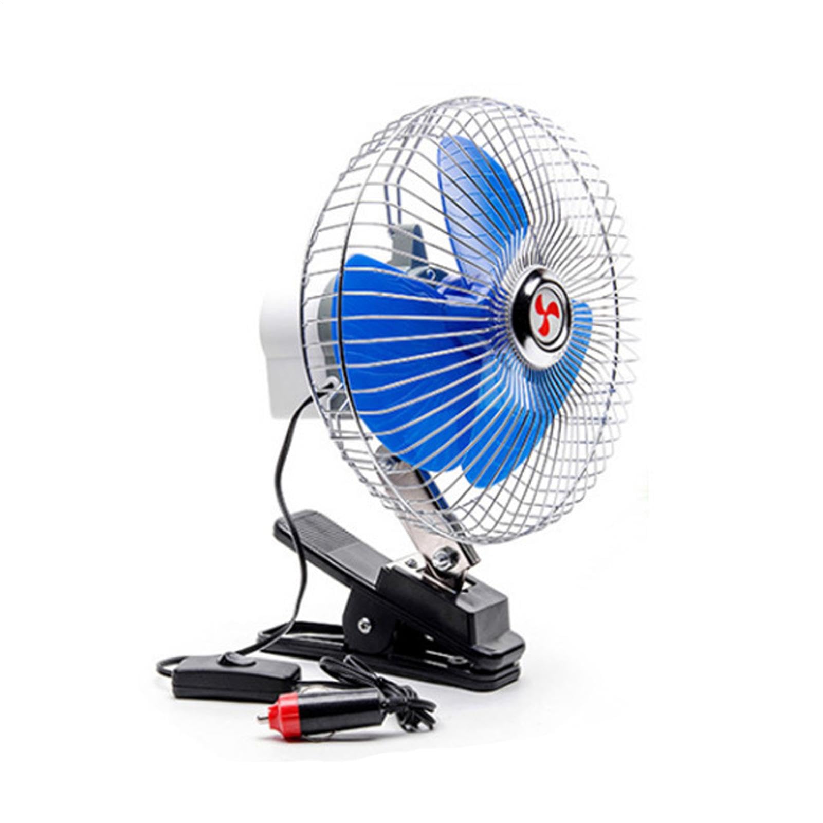 Ventilateur Portable De Voiture 12V/24V Avec Clip Oscillant D'été, 8 Pouces À Faible Bruit de Bureau, Tête Électrique Réglable à 180 Degrés