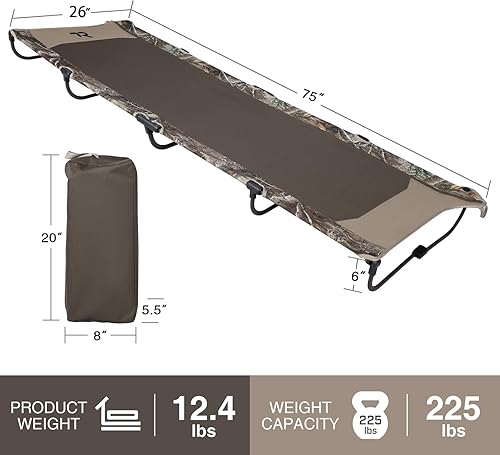 Miniatura 6 de TR Catres de campamento plegables de 20 segundos para adultos, catre portátil plegable, catre de dormir patentado por Estados Unidos para acampar al