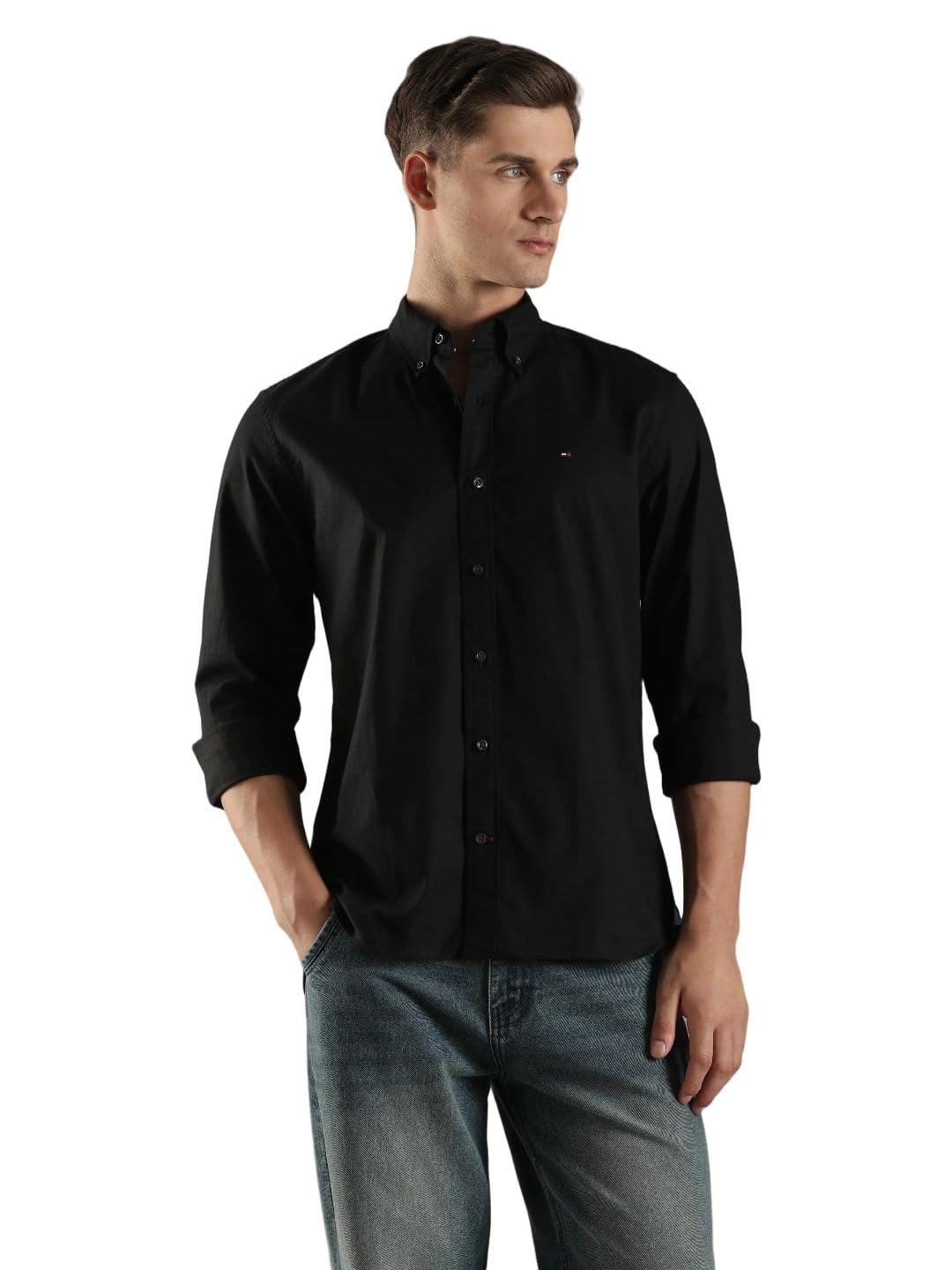 tommy hilfiger Solid Regular Fit Cotton Shirt Black-picture-45