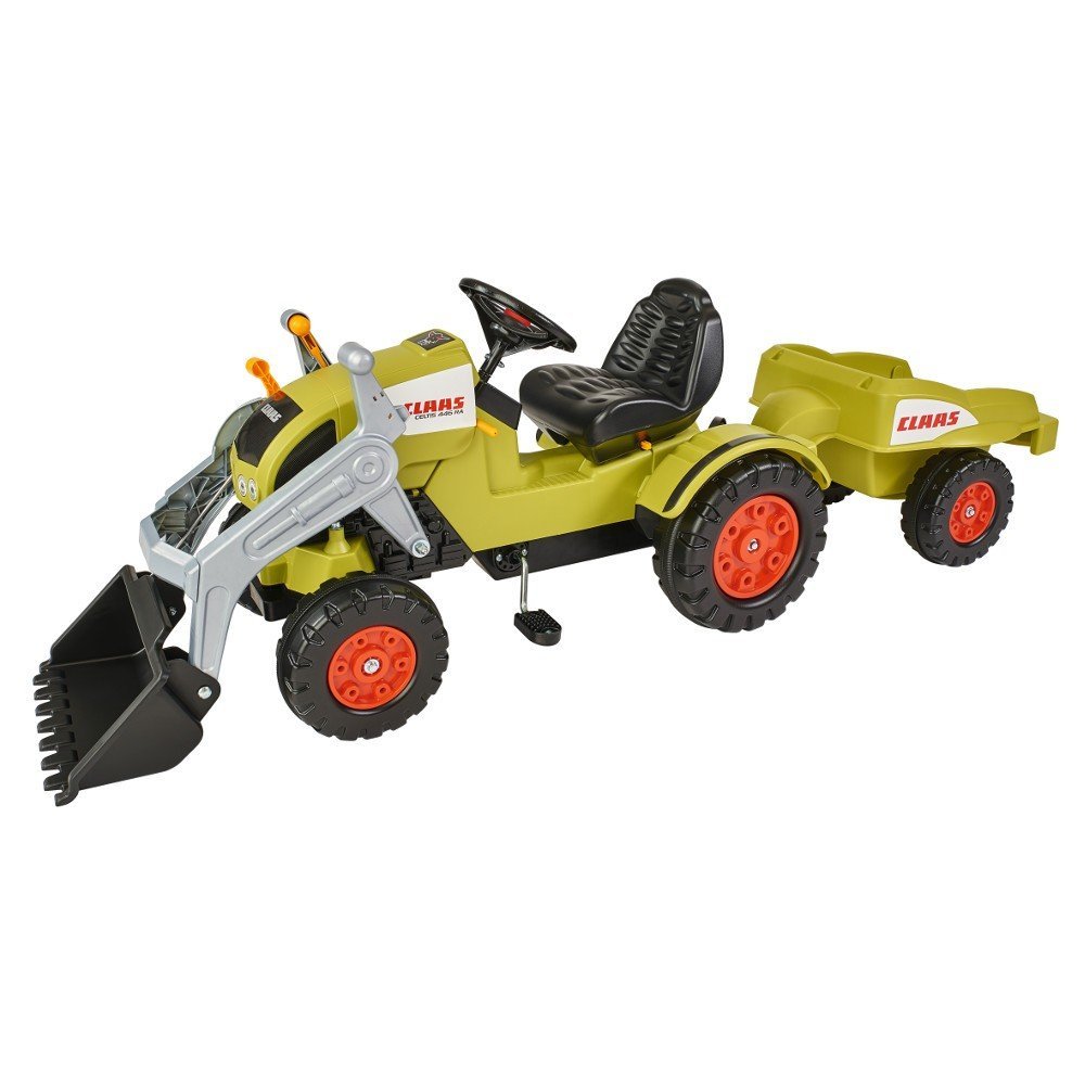 BIG - Claas Celtis Loader mit Anhänger - Kindertrettraktoren, Spielfahrzeug mit Präzisionskettenantrieb, 3-fach verstellbarer Sitz, bis 50 kg, Claas Lizenz, für Kinder ab 3 Jahren